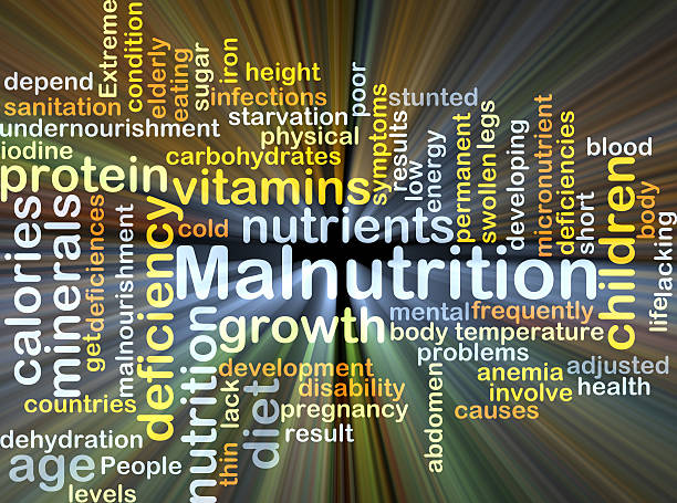 Micronutrient deficiency diseases -Background concept wordcloud illustration of malnutrition glowing light